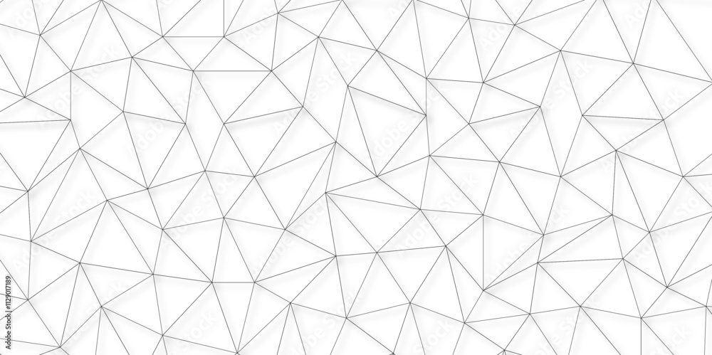 Poster Geometric low poly graphic. Background of triangular facets. editable stroke width, grey gradient abstract triangle seamless pattern from network triangular cells, wallpaper background design.	