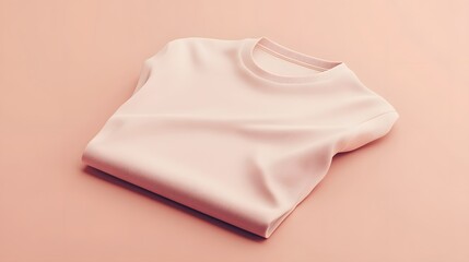 Fototapeta premium Blank mockup template of a smooth T-shirt on a soft background with detailed fabric textures and soft folds.