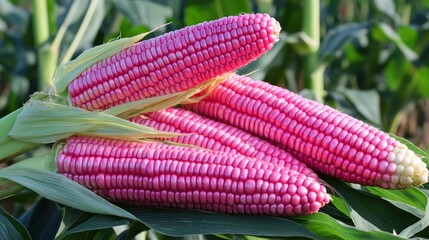 Obraz premium Vibrant Pink Corn Close-Up: A Delightful Harvest