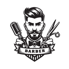 Black and white barber logo vector