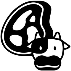 Cow Meat Black Fill icon