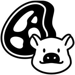 Pig Meat Black Fill icon