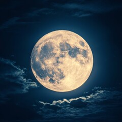 the night sky with a beautiful full moon that is cloudy and bright