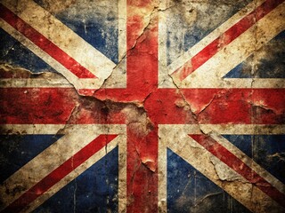 Fototapeta premium Grunge British Flag: A Detailed Artistic Representation Showcasing Weathered Textures and Vibrant Colors of the Iconic Union Jack, Perfect for Creative Projects and Backgrounds