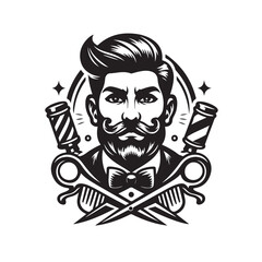 Fototapeta premium Black and white barber logo vector for your service