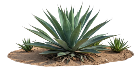 Agave Plant Desert Landscape with Glitch Art Background