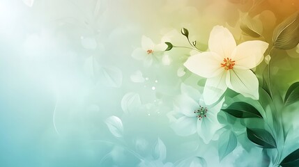 Delicate White Flowers and Green Leaves Artistic Render