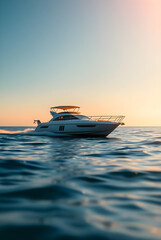 Lonely Yacht on Clear Sea