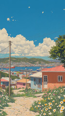 wallpaper of Valparaiso colorful hillside hous