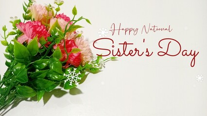 Girl concept. Posters, greeting cards, greeting cards and floral backgrounds. Sisters Day Greeting Cards