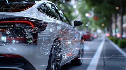 Futuristic Detailed Closeup of Self Driving Vehicle s Advanced Lidar and Sensor System on Minimalist Backdrop