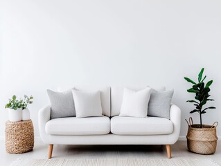 Scandinavianinspired living room with neutral tones and clean lines, Modern design, Cozy elegance