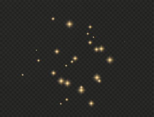 Festive Gold confetti and stars in grnage style glitter for a festive design arrangement, isolated  a or transparent background. Format  aI, eps, jpeg