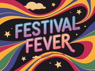 Festival Fever Retro Rainbow Design Art