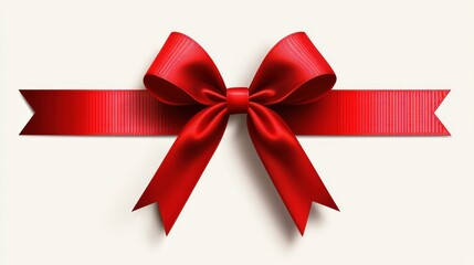 Fototapeta premium Elegant red ribbon bow isolated on white background top view