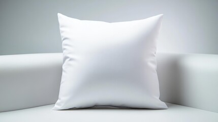 Simplicity in Design: White Pillow Mockup on Plain Background. Generative AI