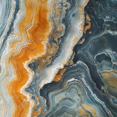 Obraz premium Abstract Onyx Marble Texture: Swirling Hues of Blue, Orange, and Gray