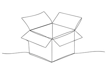 Continuous One-Line Drawing of an Open Box - Minimalist Geometric Art