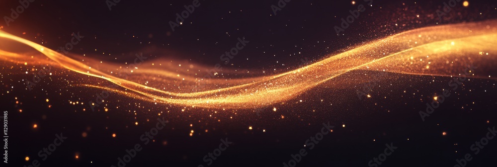 Aufkleber a flowing wave of golden glitter dances across a dark backdrop, providing an elegant copy space for 