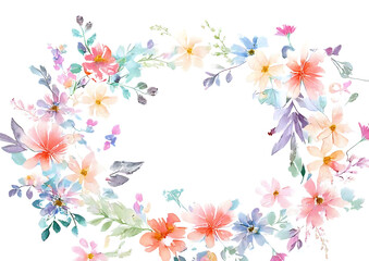 Fototapeta premium frame with flowers art colorfull