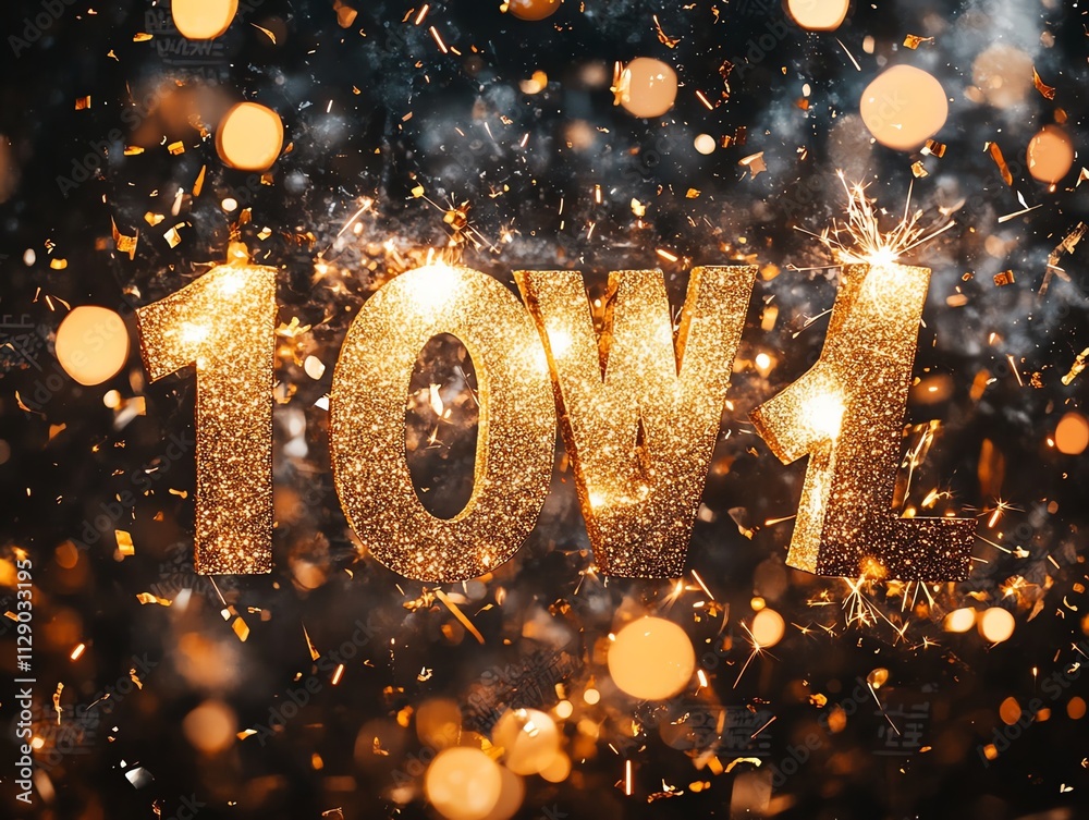 Poster a sparkling display featuring the number 