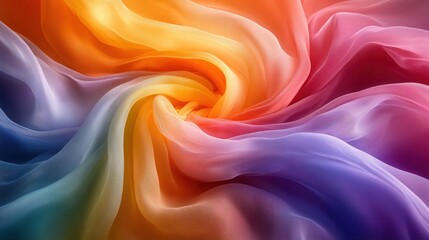Obraz premium A vibrant swirl of colorful fabric creating a dynamic, abstract pattern.