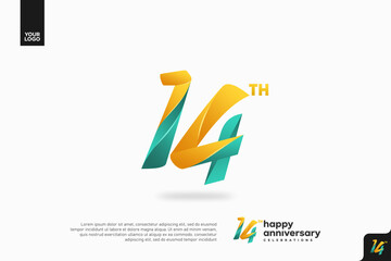 Number 14 logo icon design, 14th birthday logo number, anniversary 14