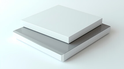 A white and gray square is on top of another white square. Echo. Illustration