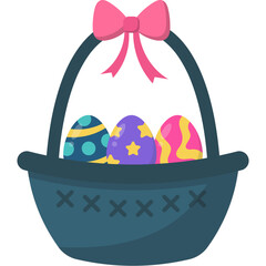Easter Basket with Eggs Illustration