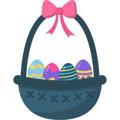 Easter Basket with Eggs Illustration