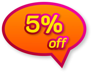 Tag balloon for promotion, label, yellow, orange and pink, 5%.