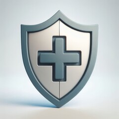Obraz premium shield first aid cross 3d render icon isolated on белый background cutout