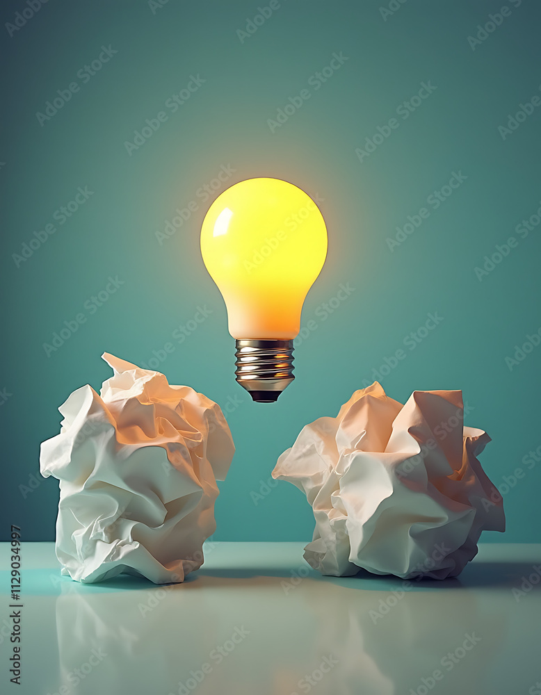 Poster Brainstorming involves using unconventional objects like a crumpled paper ball or a light bulb to think outside the box in business competitions._00001_