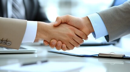 Obraz premium Business Deal Handshake: Partnership, Agreement, and Success