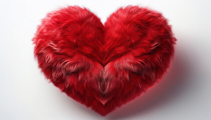 3d render furry red heart Shape 