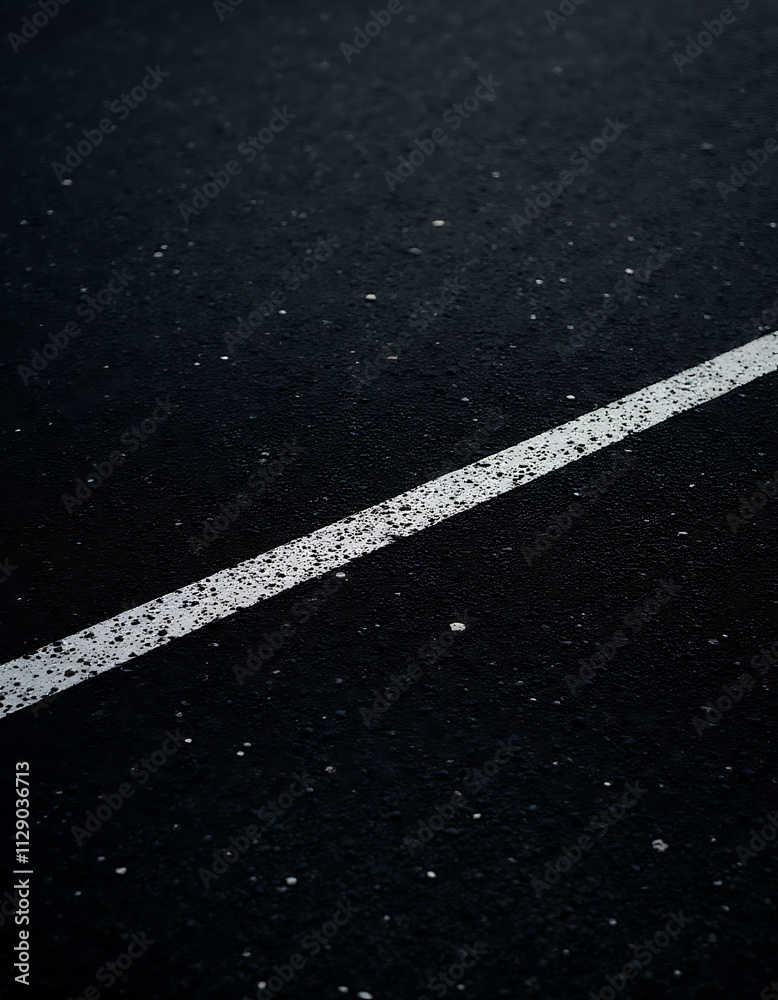 Aufkleber Black asphalt road with white lines on a textured background showcasing a simple yet striking design element frequently used in graphics._00002_