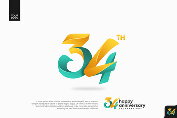 Number 34 logo icon design, 34th birthday logo number, anniversary 34
