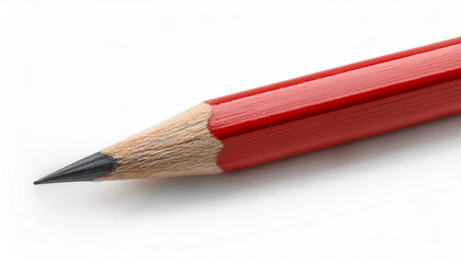 Red wooden pencil for writing isolated on white background