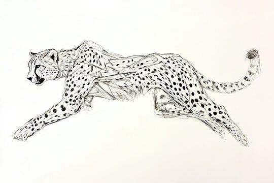 recommend clip art: Abstract Line Drawing Of A Cheetah In Motion