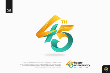 Number 45 logo icon design, 45th birthday logo number, anniversary 45