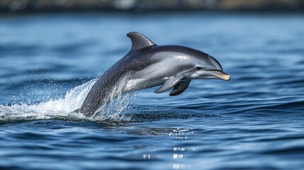 Fototapeta premium Striped Dolphin Leaping Gracefully in the Ocean