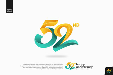 Number 52 logo icon design, 52nd birthday logo number, anniversary 52