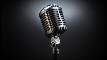 Isolated Microphone on Black Background: A Captivating Urban Exploration Photography Art Illustration for Music and Sound Enthusiasts
