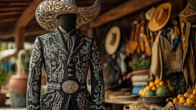 heritage tapatio charro suit on mannequin mexican clothes