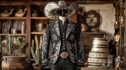 heritage tapatio charro suit on mannequin mexican clothes