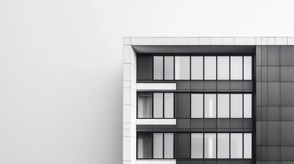 Urban office tower blueprint, simple yet detailed, emphasis on structural integrity, blackandwhite aesthetic, creative architectural layout