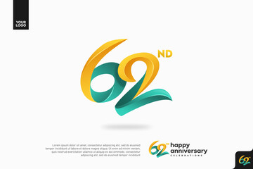 Number 62 logo icon design, 62nd birthday logo number, anniversary 62