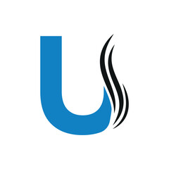 Hair Logo combine with letter U vector template