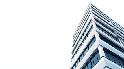 Fototapeta premium Urban office blueprint, minimalist highrise concept, clean rendering, monochrome tones, sustainable architecture focus