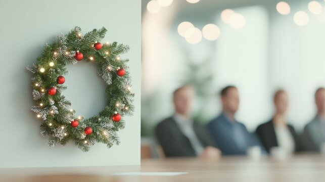 Festive Touch at International Economic Forum Panel with Christmas Wreath